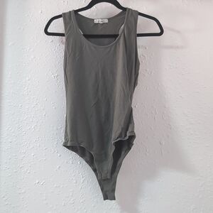 ACTIVE BASIC - Army Green Racerback bodysuit, Large